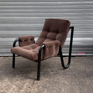 sillon individual de caño negro pana marrón