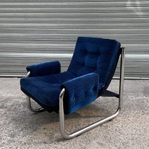 sillón individual de corderoy azul
